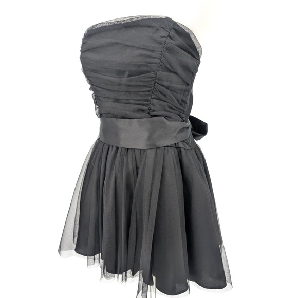 Y2K Forever 21 Dark Fairy Gothic Glam Indie Tulle Satin Bow Mini Dress Large - Picture 5 of 10